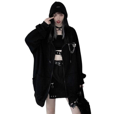 Devil Horn Zip Up Hooded Jacket: Gothic Rock Fashion from NSE Imports #2.